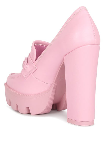 Corinne Chain Embellished Chunky Loafers - Tigbul's Variety Fashion Shop