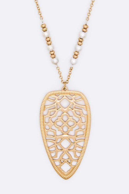 Cutout Pattern Arrow Head Pendant Necklace - Tigbul's Variety Fashion Shop