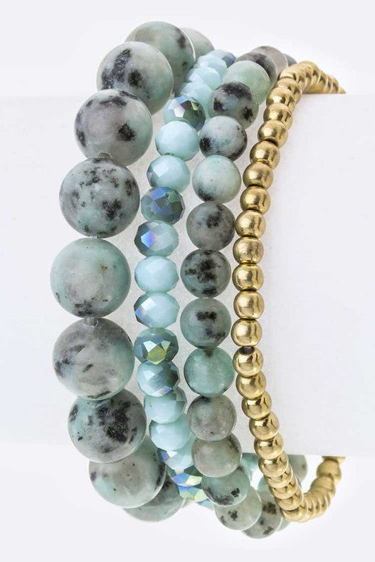 Semi Precious Beads Stretch Bracelets Set - Tigbul's Variety Fashion Shop
