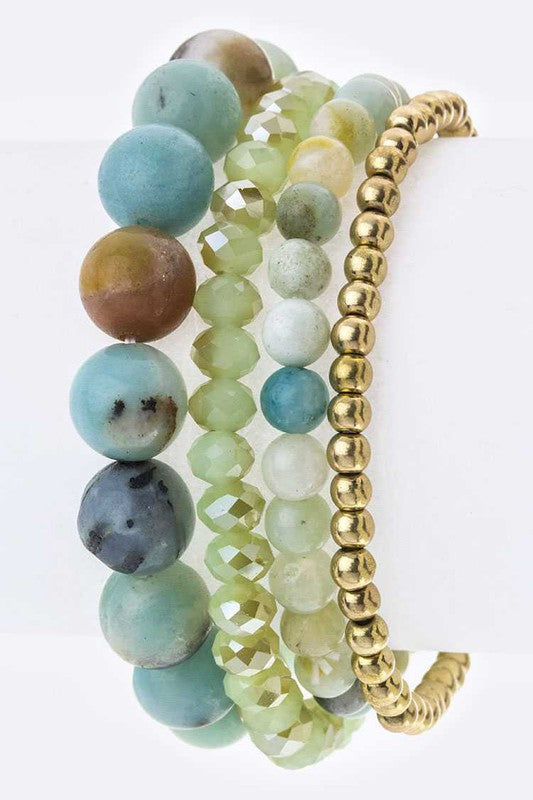 Semi Precious Beads Stretch Bracelets Set - Tigbul's Variety Fashion Shop