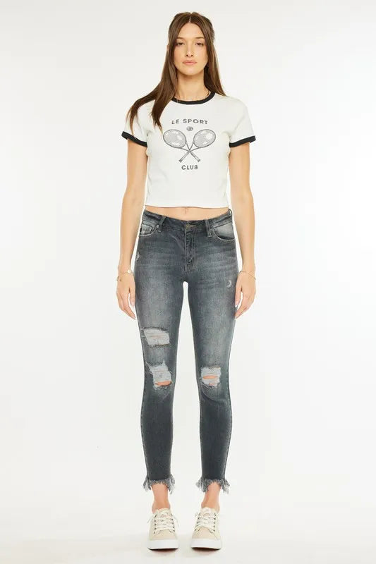 Kancan High Rise Distressed Ankle Skinny Black Jeans - Tigbul's Variety Fashion Shop