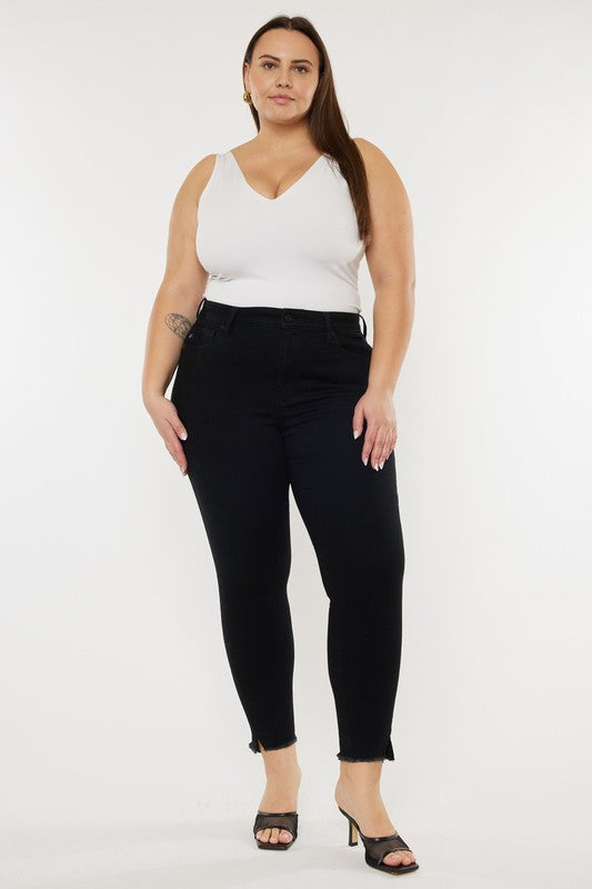 Plus Size Black High Rise Ankle Skinny Jeans - Tigbuls Variety Fashion