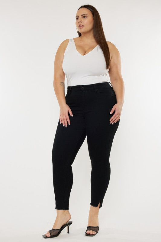 Plus Size Black High Rise Ankle Skinny Jeans - Tigbuls Variety Fashion