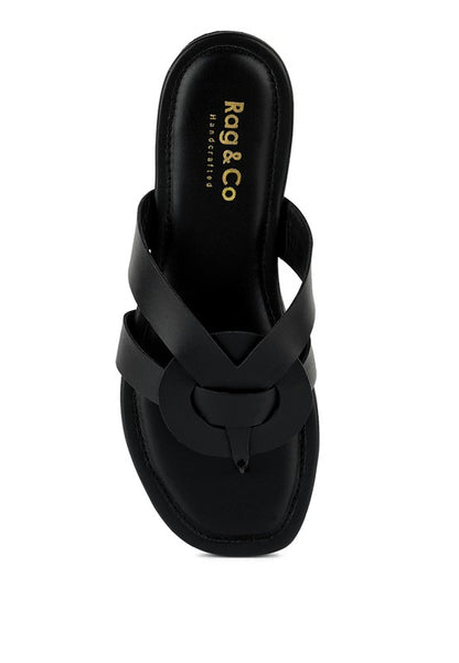 Rag & Co ANGELES Flat Slip On Leather Sandals - Tigbul's Variety Fashion Shop