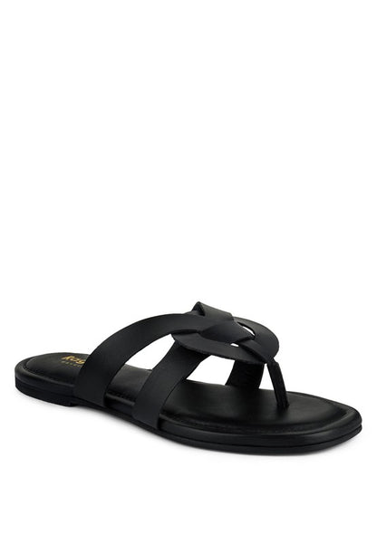 Rag & Co ANGELES Flat Slip On Leather Sandals - Tigbul's Variety Fashion Shop