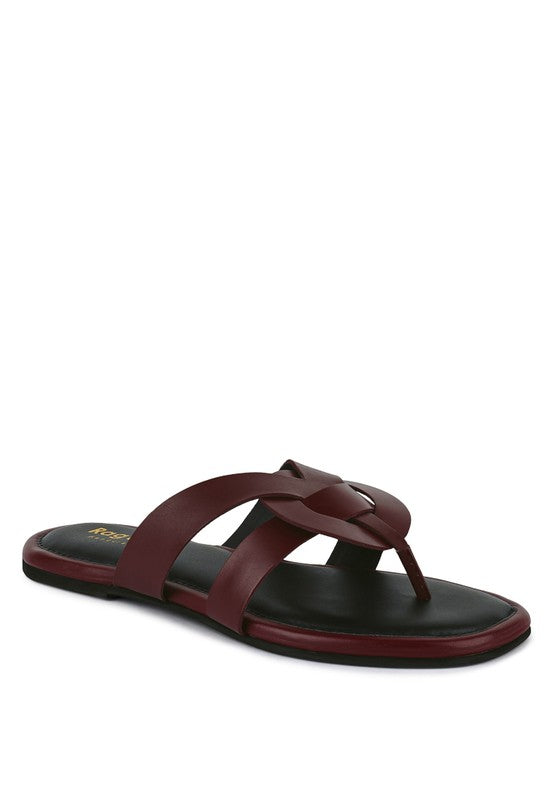 Rag & Co ANGELES Flat Slip On Leather Sandals - Tigbul's Variety Fashion Shop