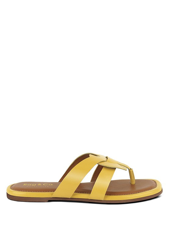 Rag & Co ANGELES Flat Slip On Leather Sandals - Tigbul's Variety Fashion Shop