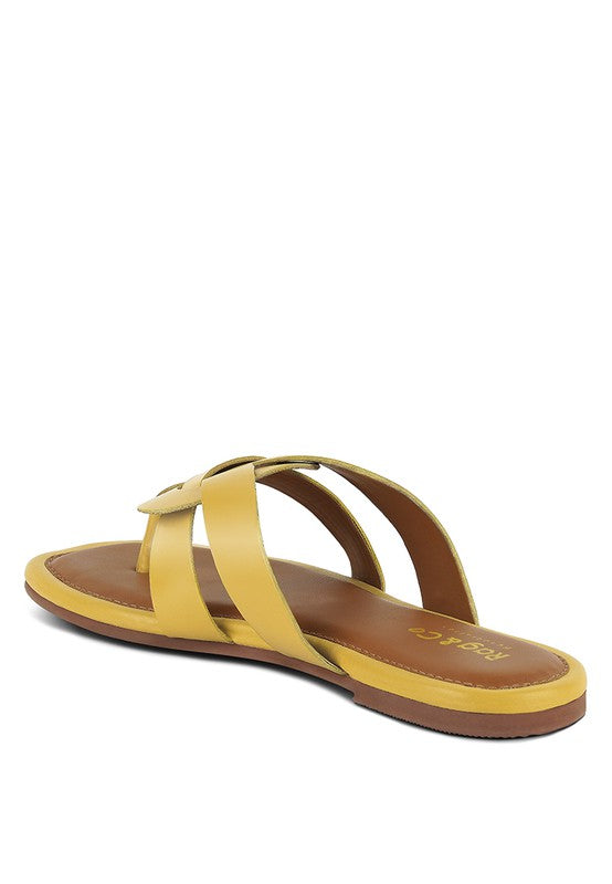 Rag & Co ANGELES Flat Slip On Leather Sandals - Tigbul's Variety Fashion Shop