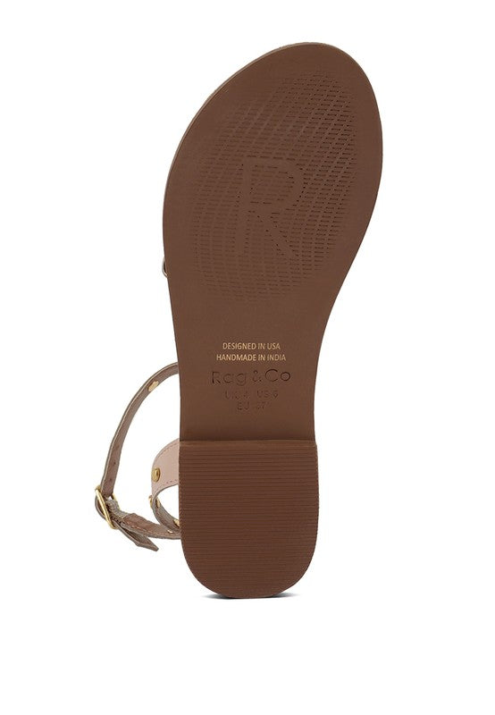 PRAH Studs Embellished Flat Sandals - Tigbuls Variety Fashion