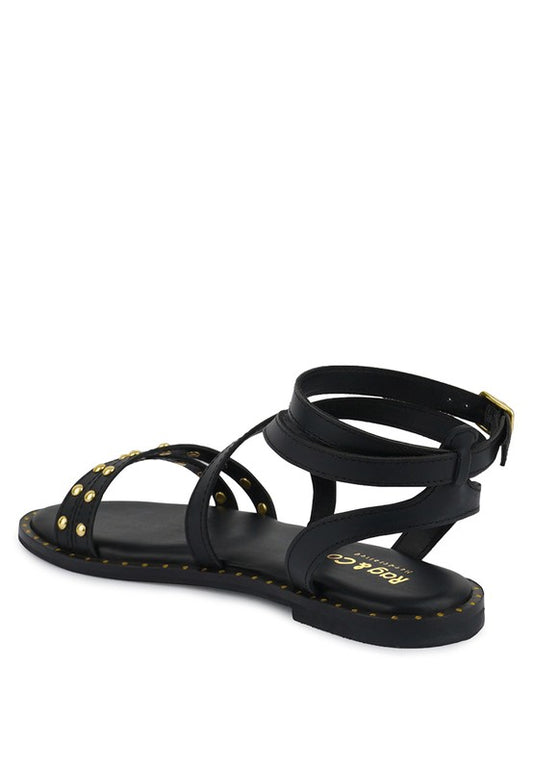 CORRIANE Studs Embellishment Strappy Sandals - Tigbul's Variety Fashion Shop