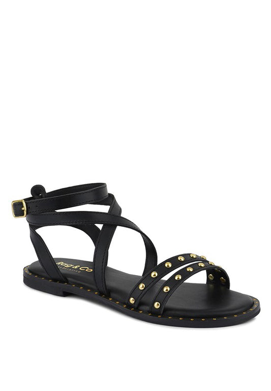 CORRIANE Studs Embellishment Strappy Sandals - Tigbul's Variety Fashion Shop