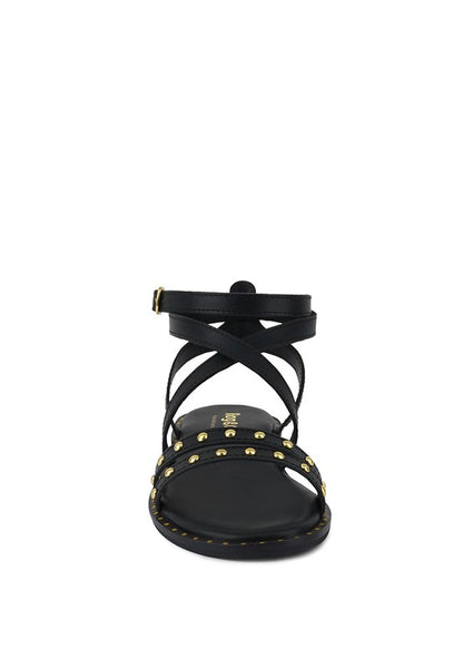 CORRIANE Studs Embellishment Strappy Sandals - Tigbul's Variety Fashion Shop