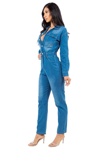 SEXY DENIM JUMPSUIT - Tigbul's Variety Fashion Shop