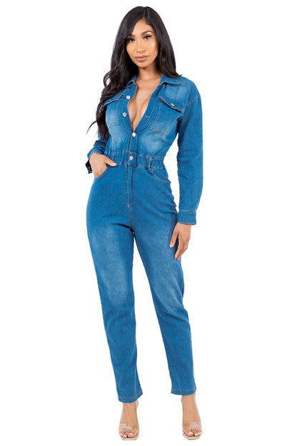 SEXY DENIM JUMPSUIT - Tigbul's Variety Fashion Shop