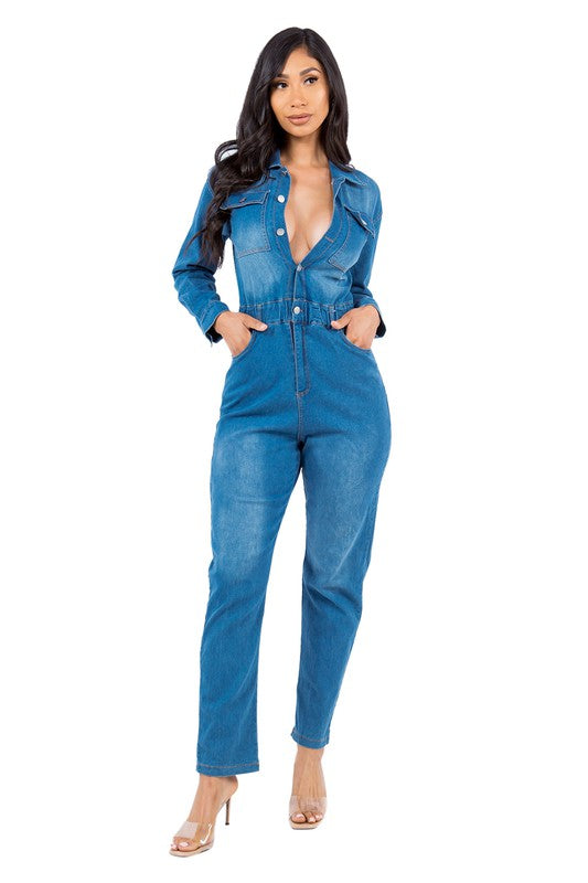 SEXY DENIM JUMPSUIT - Tigbul's Variety Fashion Shop