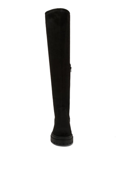 Black Drawstring Detail Knee High Boots - Tigbuls Variety Fashion