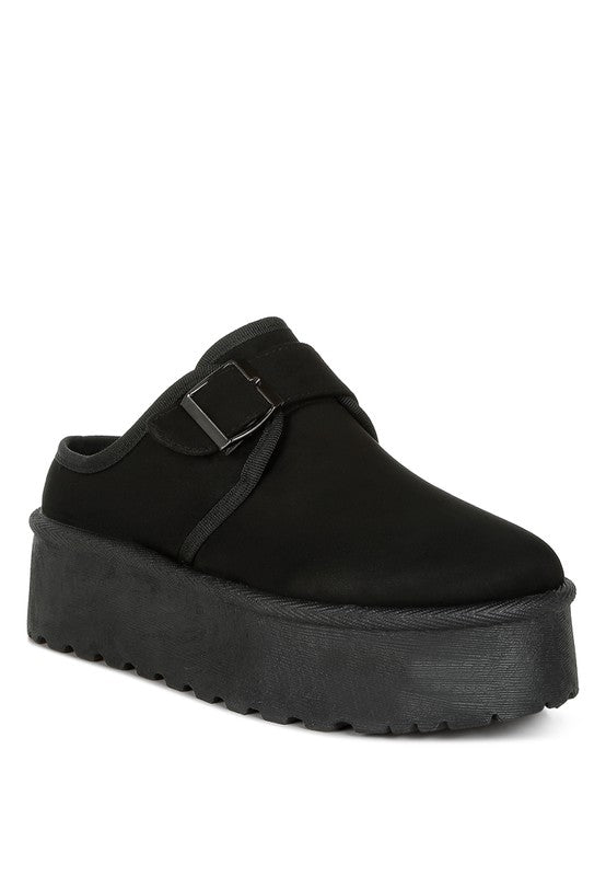 Mayfield Buckle Strap Fur Platform Classic Slip-On - Tigbul's Variety Fashion Shop