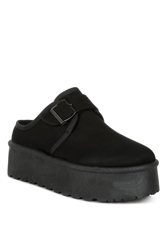Mayfield Buckle Strap Fur Platform Classic Slip-On - Tigbul's Variety Fashion Shop