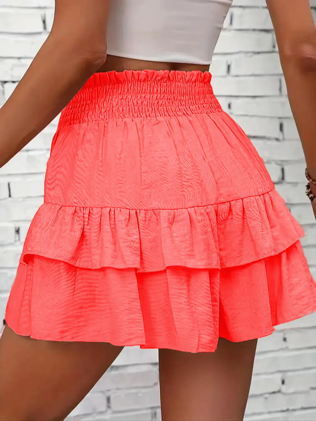 Ruffle Layered High Waist Casual Skort - Tigbul's Variety Fashion Shop