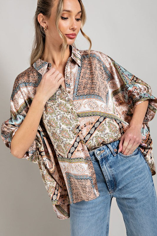 Printed Half Sleeve Blouse Top - Tigbuls Variety Fashion