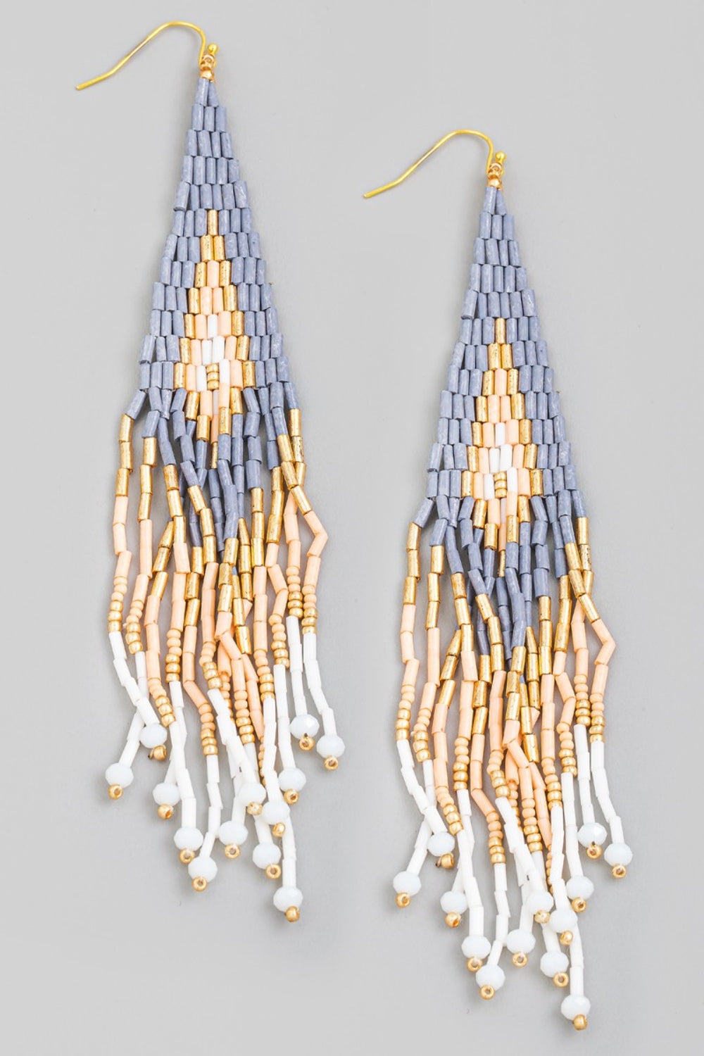 Fame Seed Beaded Fringe Drop Earrings - Tigbul's Variety Fashion Shop