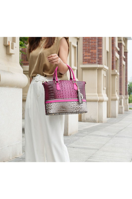 MKF Collection Autumn Crocodile Skin Tote Bag Mia - Tigbul's Variety Fashion Shop