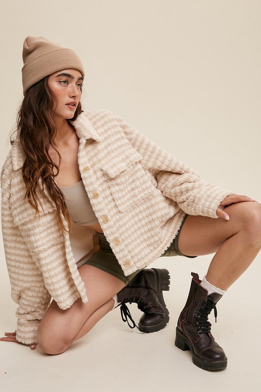 Plaid Fleece Shacket - Tigbul's Variety Fashion Shop