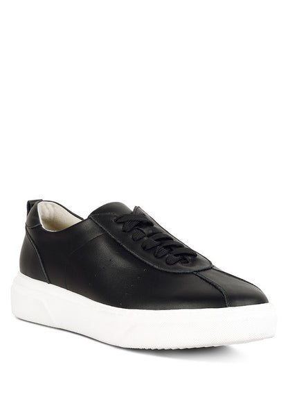 Magull Solid Lace Up Leather Sneakers - Tigbuls Variety Fashion