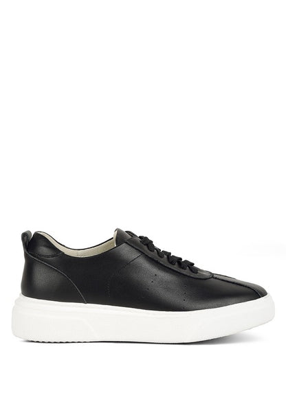 Magull Solid Lace Up Leather Sneakers - Tigbuls Variety Fashion