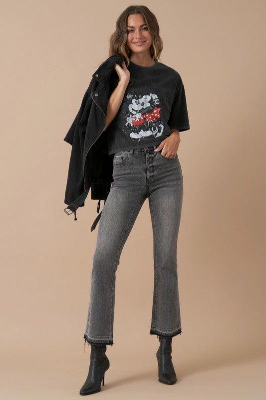 Gray High Rise Bootcut Cropped Denim Jean Pants - Tigbul's Variety Fashion Shop