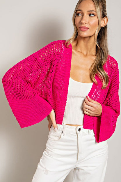 Eyelet Knit Cardigan - Tigbuls Variety Fashion