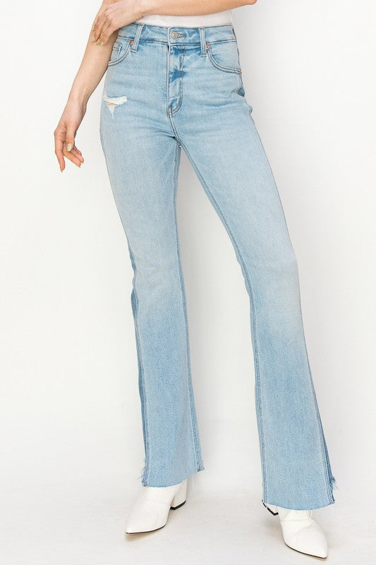 HIGH RISE BOOT CUT W/COLOR PANEL DETAIL JEANS - Tigbuls Variety Fashion