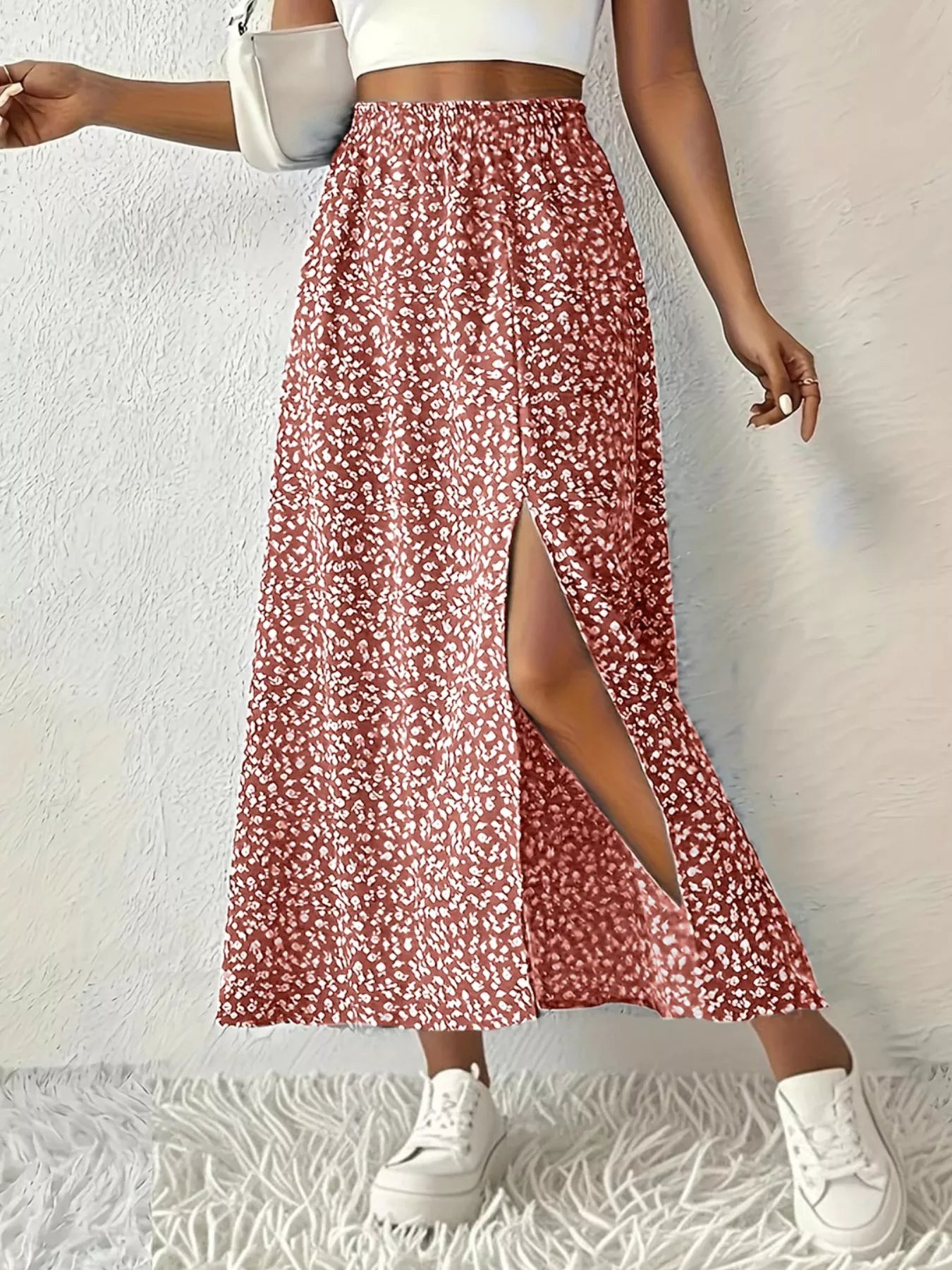 Slit Printed Skirt - Tigbul's Variety Fashion Shop