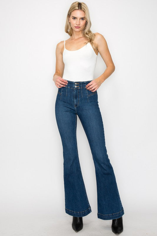 High Rise Modern Flare Denim Jean Pants 33" Inseam - Tigbuls Variety Fashion