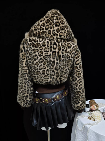 Leopard Faux Fur Hooded Outerwear - Tigbul's Variety Fashion Shop