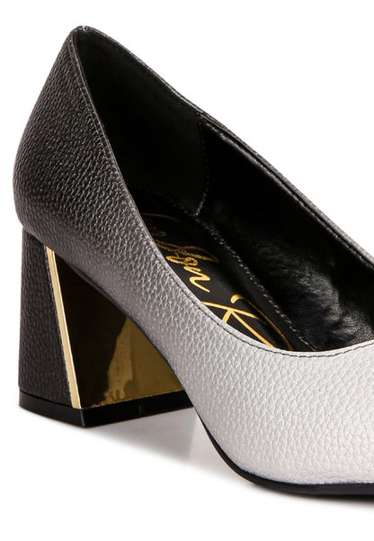 Harlow Metallic Accent Block Heel Pumps | Tigbuls Variety