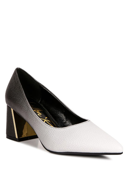 Harlow Metallic Accent Block Heel Pumps | Tigbuls Variety