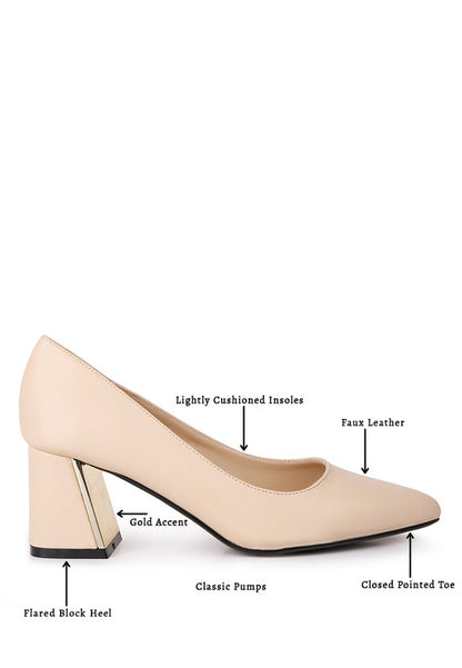 Casey Metallic Detail Block Heel Pumps - Tigbul's Variety Fashion Shop