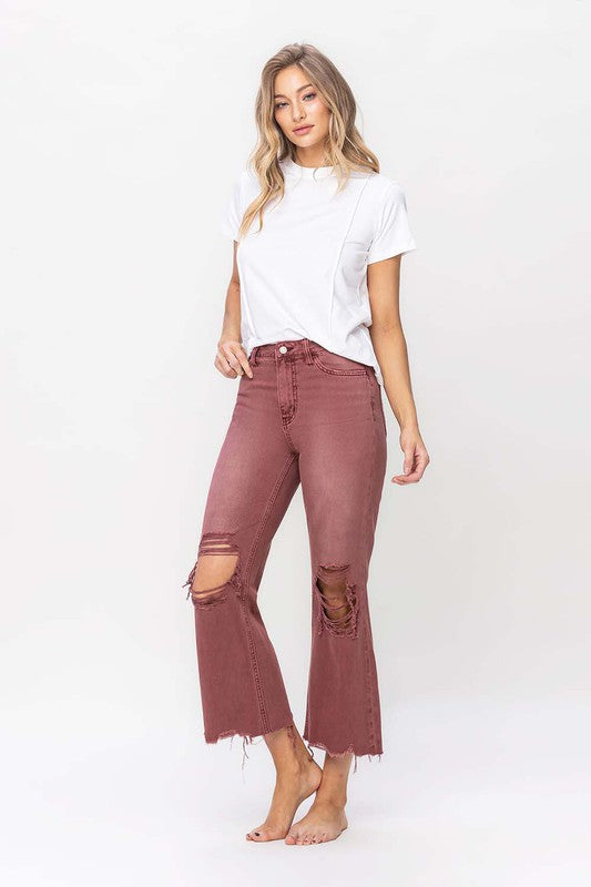 90's Vintage High Rise Crop Flare Jeans - Tigbuls Variety Fashion