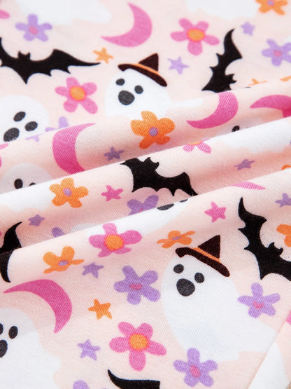 Halloween Ghost Print Button Up Top and Pants Lounge Set - Tigbul's Variety Fashion Shop