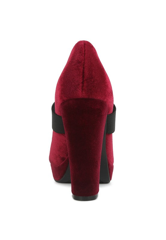 Krause High Block Heel Velvet Pumps - Tigbuls Variety Fashion