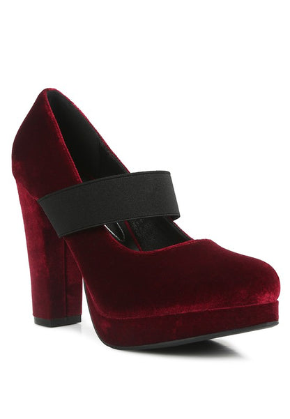 Krause High Block Heel Velvet Pumps - Tigbuls Variety Fashion