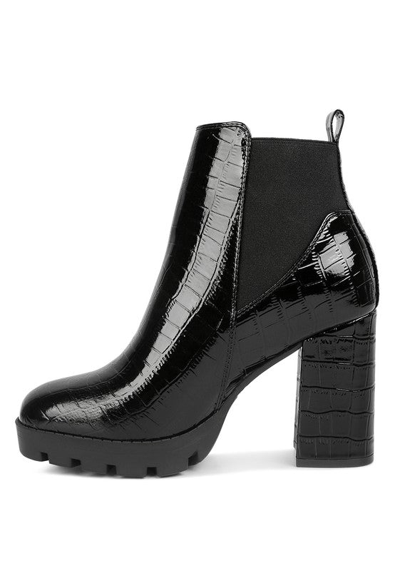 Foxy Faux Leather Croc Chelsea Boots - Tigbuls Variety Fashion