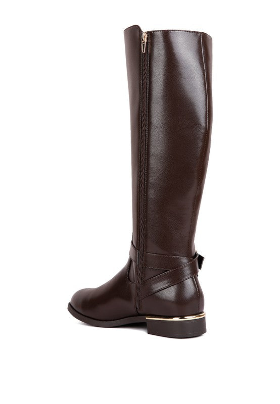 Renny Buckle Strap Embellished Calf Boots - Tigbuls Variety Fashion