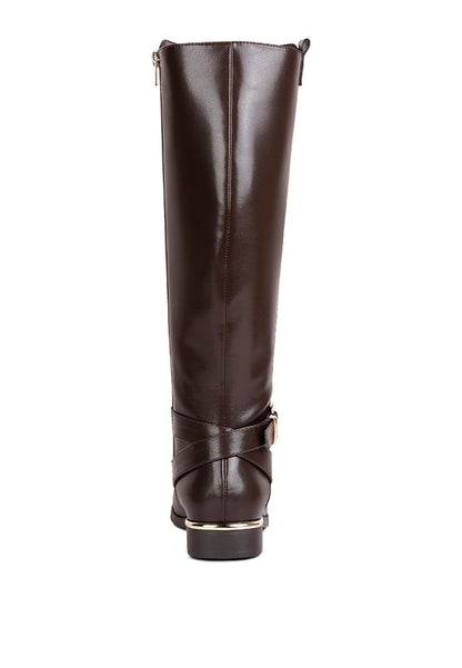 Renny Buckle Strap Embellished Calf Boots - Tigbuls Variety Fashion