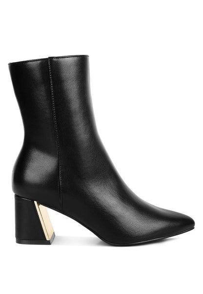 Kaira Metallic Accent Heel High Ankle Boots - Tigbuls Variety Fashion