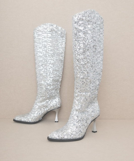 OASIS SOCIETY Jewel - Knee High Sequin Boots - Tigbuls Variety Fashion