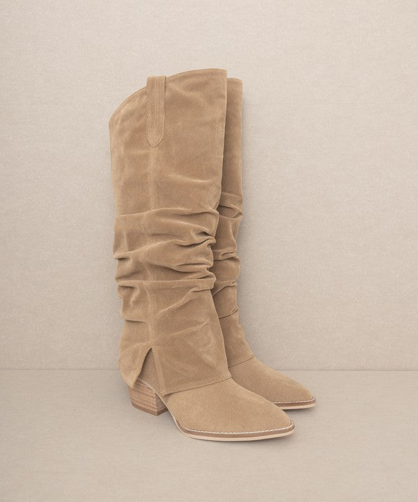 OASIS SOCIETY Thea - Fold Over Slit Jean Boots - Tigbuls Variety Fashion