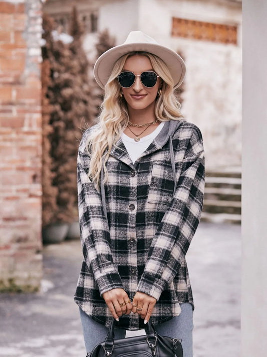 Oversized Plaid Button Up Shacket - Tigbul's Variety Fashion Shop