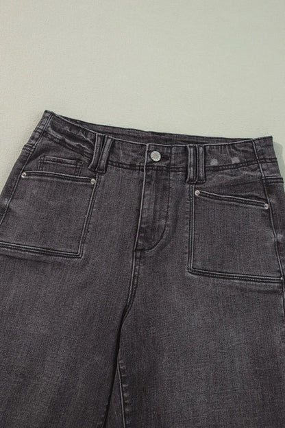 High-Waisted Wide-Leg Vintage Wash Jeans - Tigbul's Variety Fashion Shop